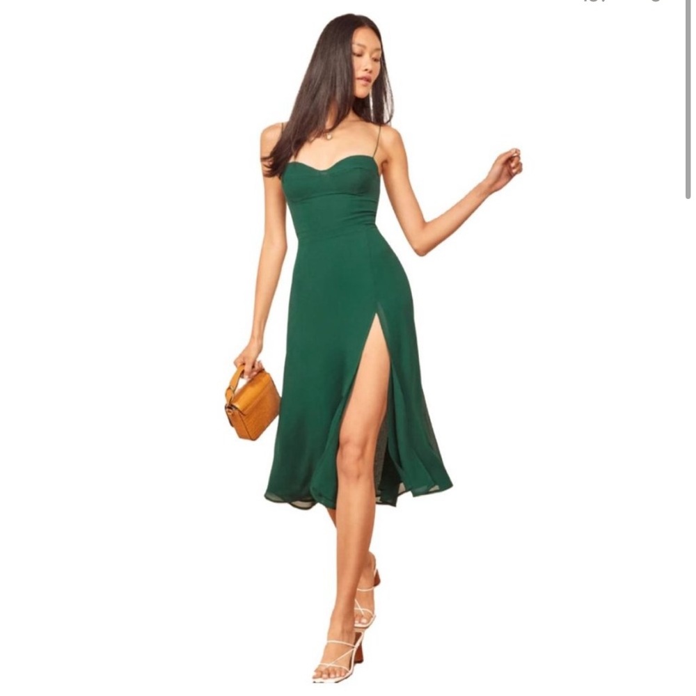 Reformation Juliette Midi Dress in Emerald